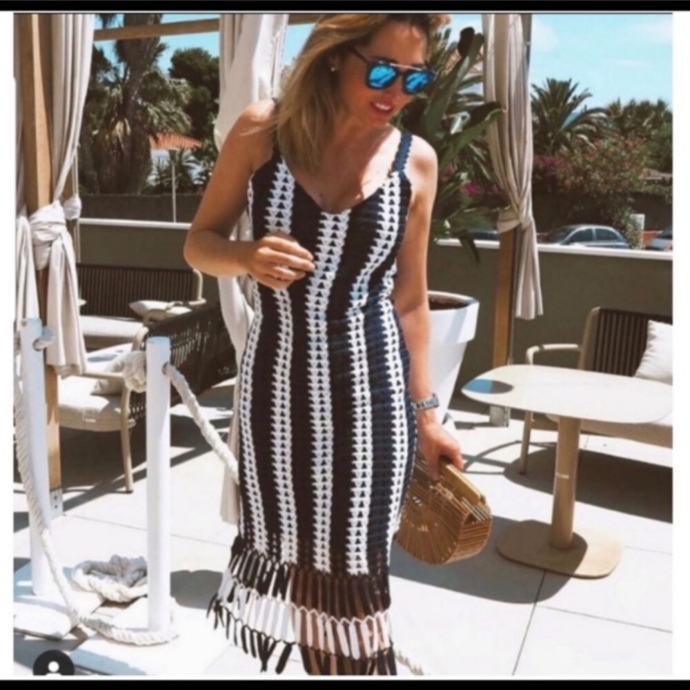 Zara Blue and White Crochet Dress